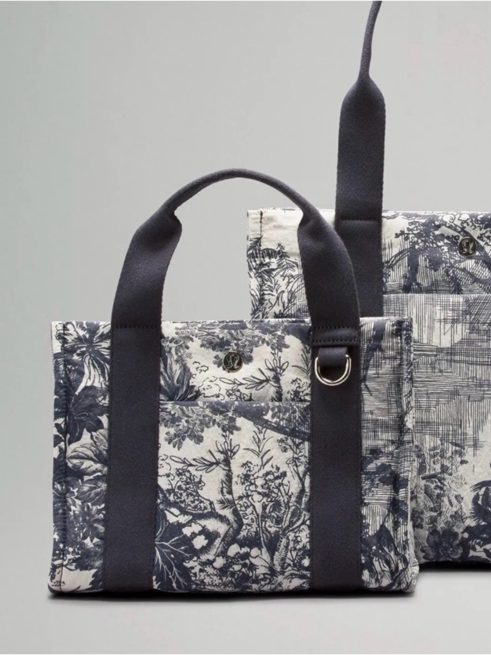 lululemon athletica Navy and White Printed Canvas Tote